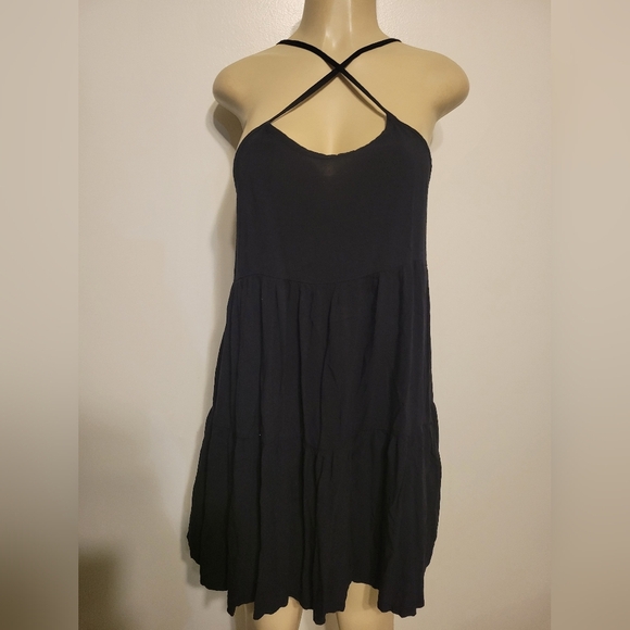 Exhilaration Black Mini Dress  Sundress Medium Beach Vacation Spring - Picture 2 of 4